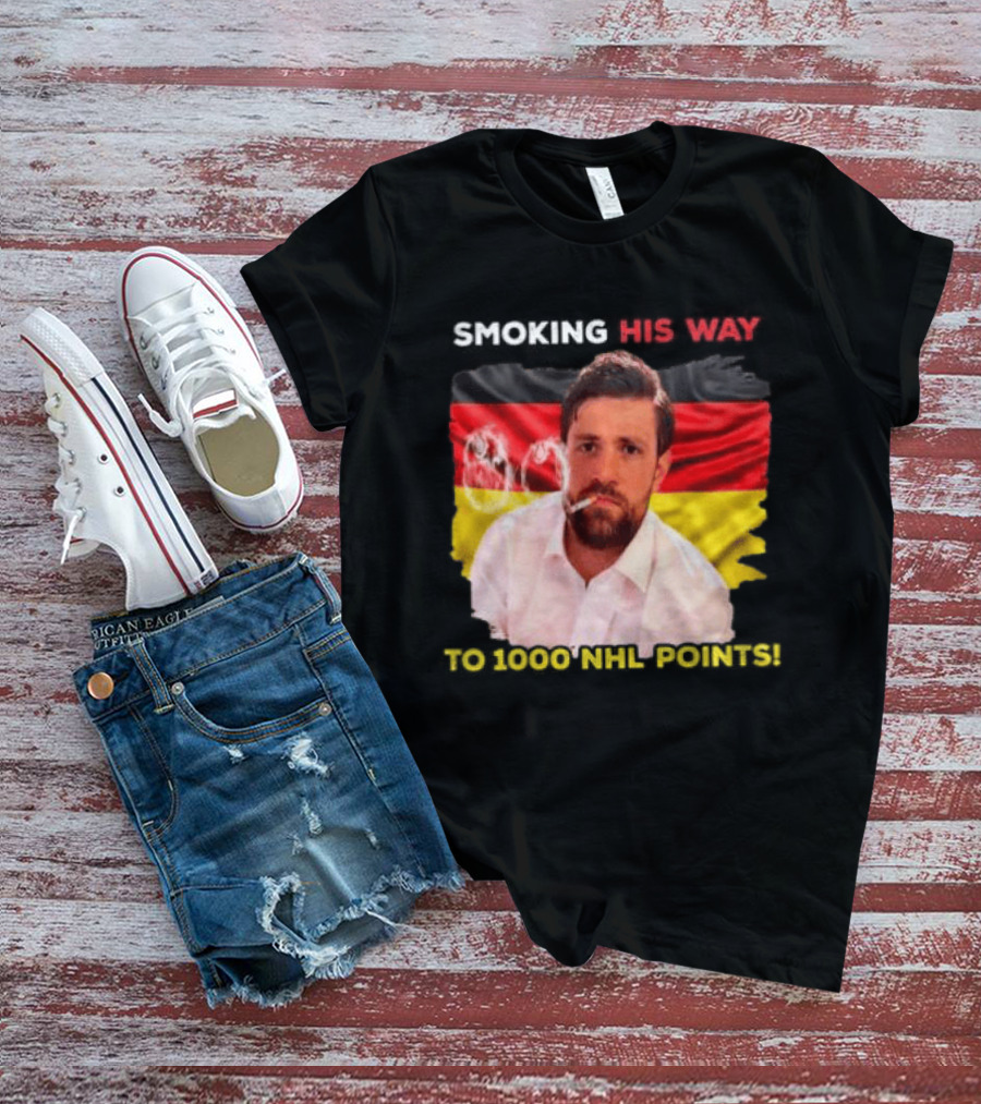Smoking His Way To 1000 NHL Points Leon Draisaitl Edmonton Oilers T-Shirt