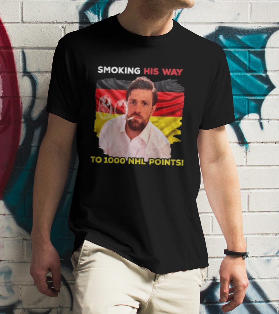 Smoking His Way To 1000 NHL Points Leon Draisaitl Edmonton Oilers T-Shirt