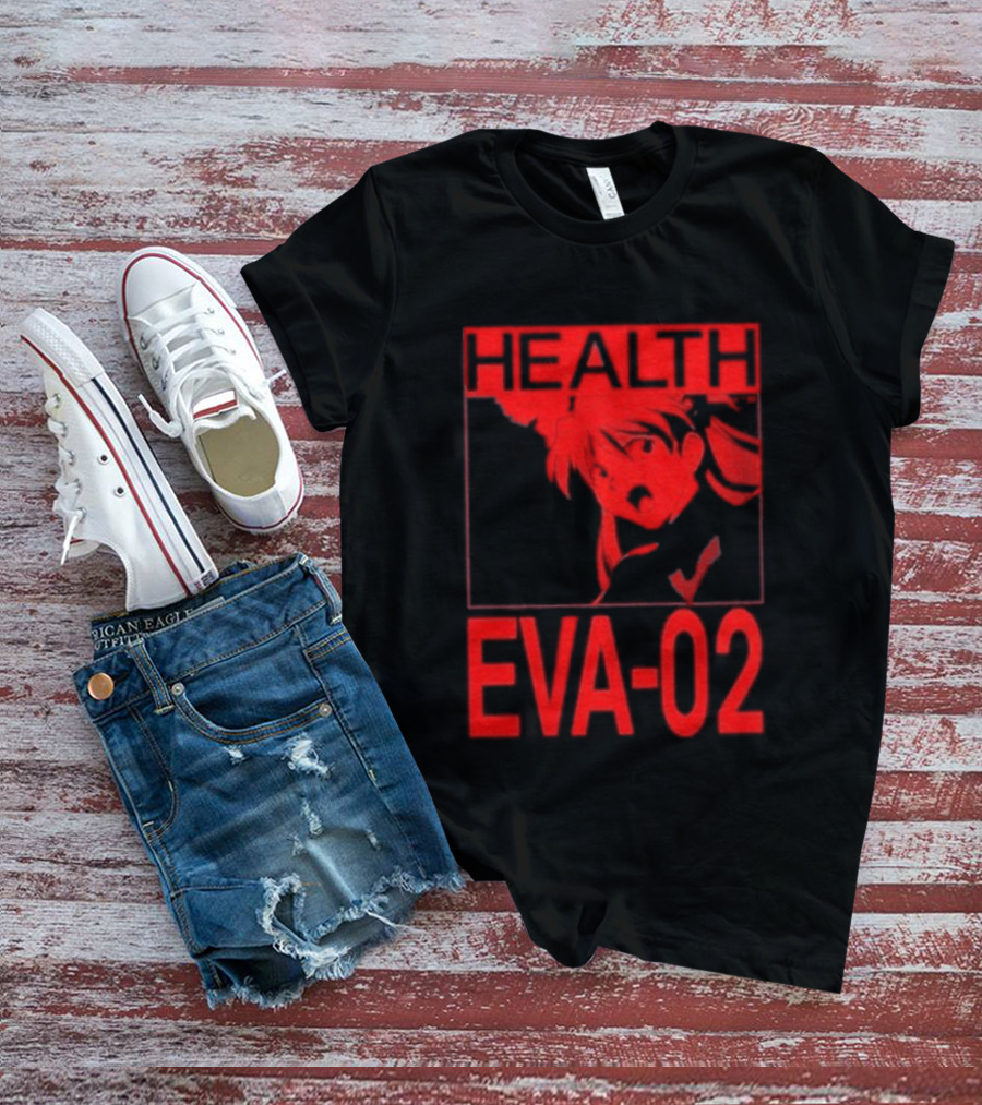 Health Eva 02 Anime Character Red Sketch T-Shirt
