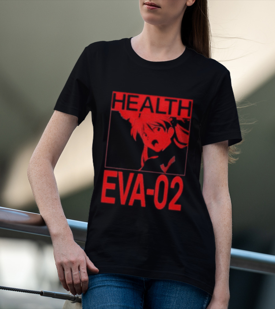 Health Eva 02 Anime Character Red Sketch T-Shirt