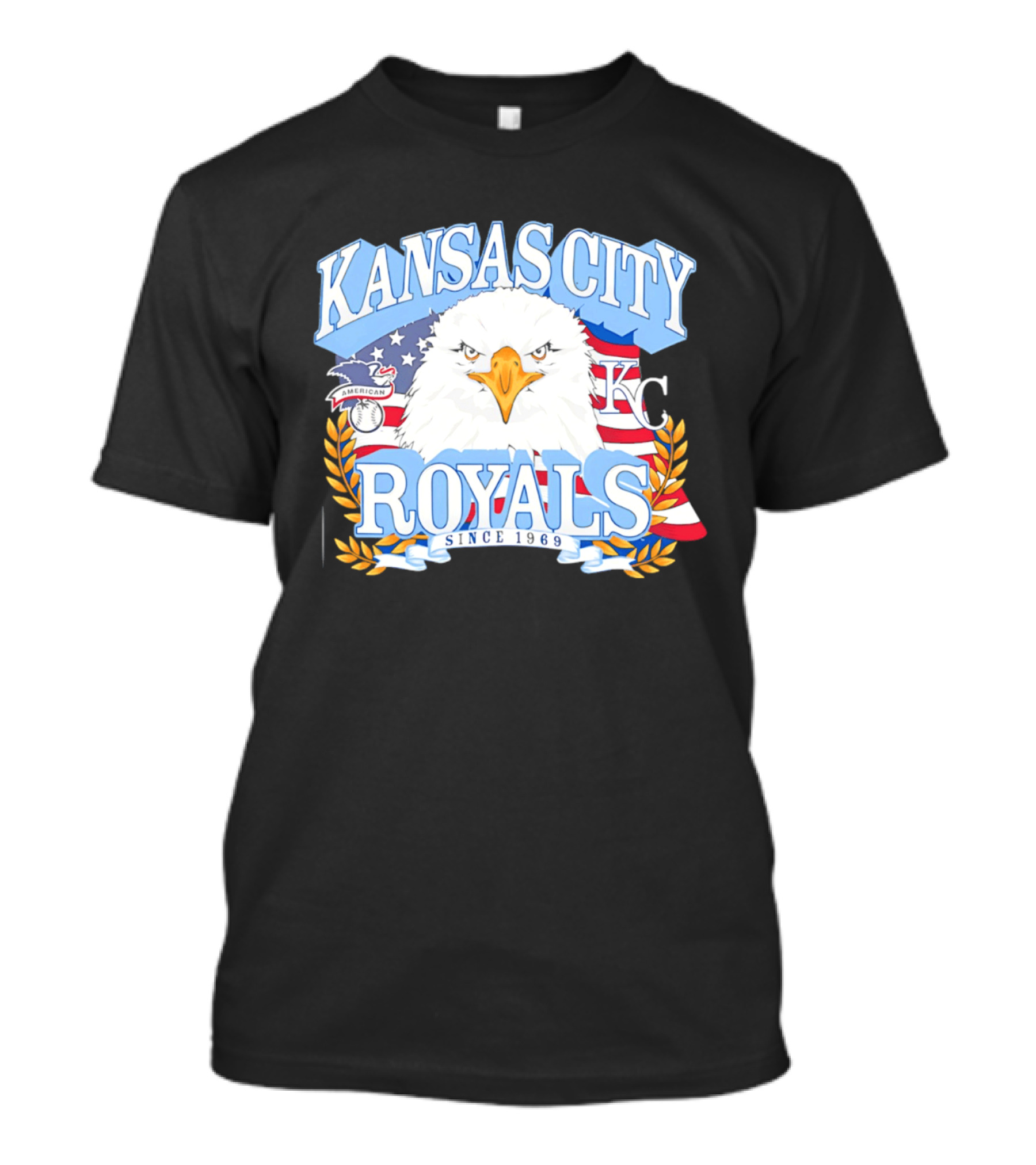 Kansas City Royals Eagle With American Flag Patriotic KC T-Shirt