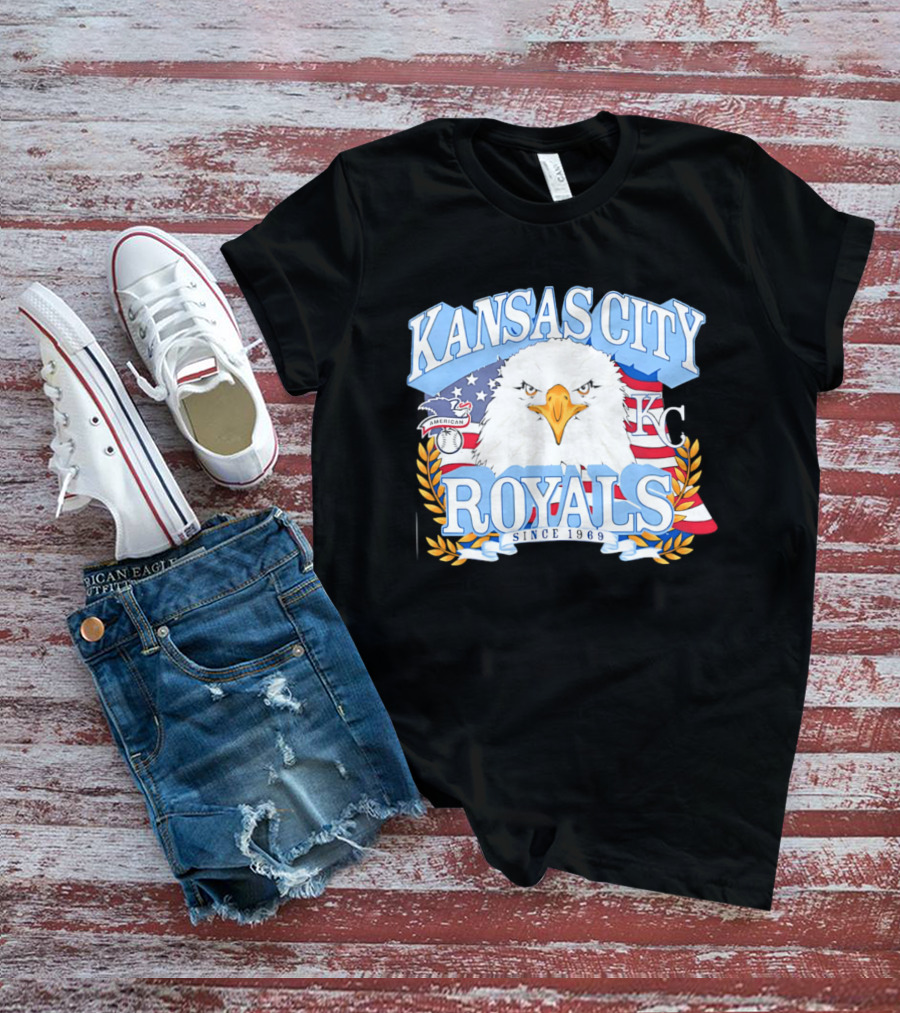 Kansas City Royals Eagle With American Flag Patriotic KC T-Shirt