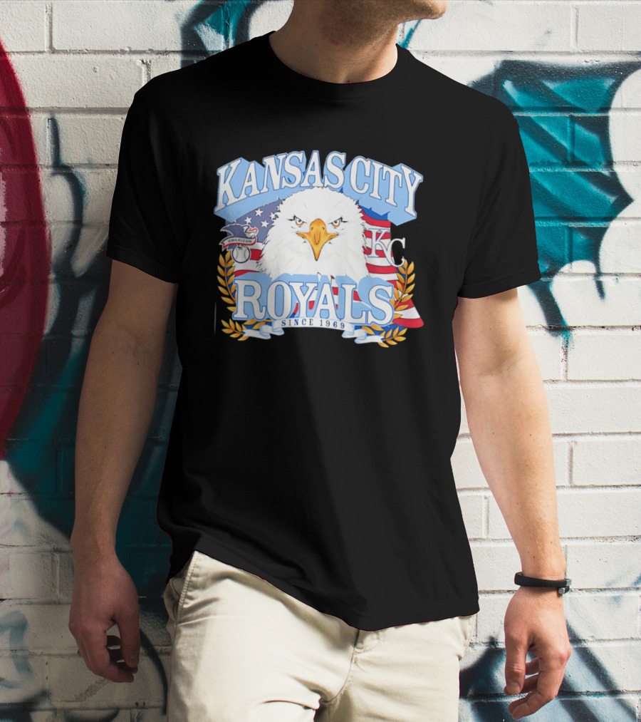 Kansas City Royals Eagle With American Flag Patriotic KC T-Shirt