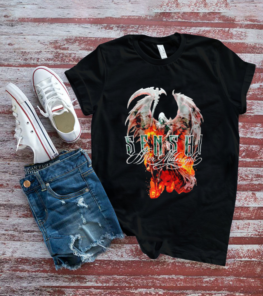 Senshi After Midnight Flaming Grim Reaper Wings T-Shirt