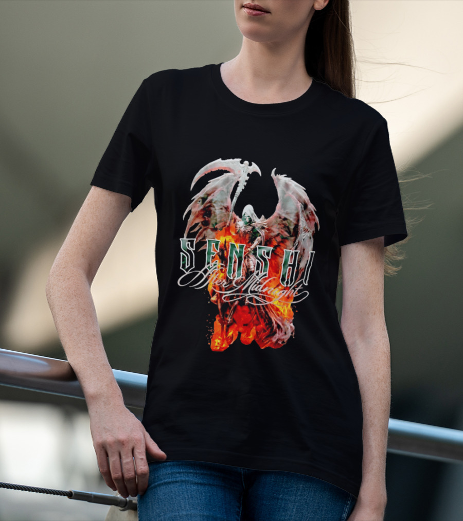 Senshi After Midnight Flaming Grim Reaper Wings T-Shirt