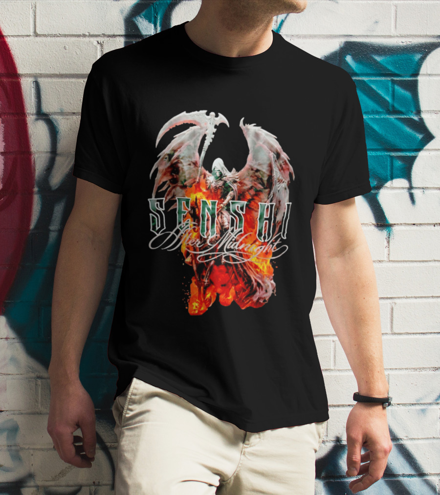 Senshi After Midnight Flaming Grim Reaper Wings T-Shirt