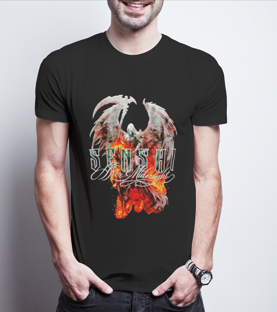 Senshi After Midnight Flaming Grim Reaper Wings T-Shirt