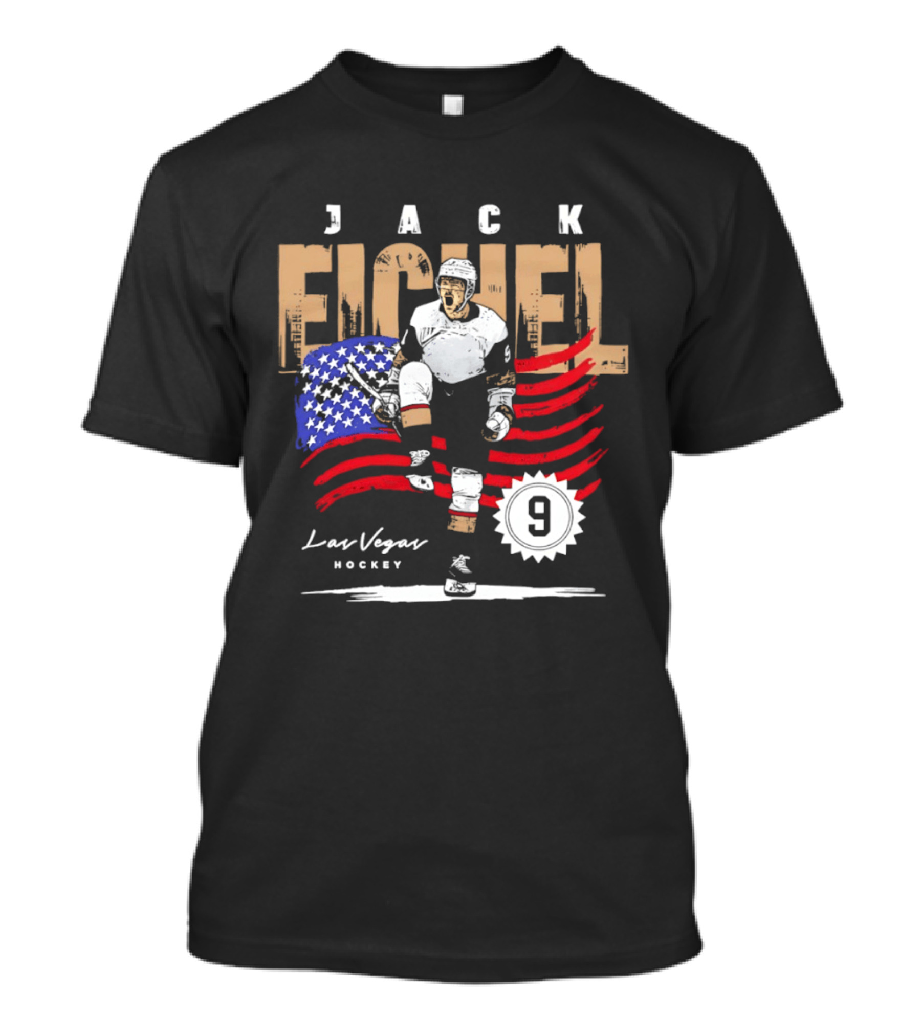 Jack Eichel 9 USA Flag Las Vegas Hockey 2026 T-Shirt