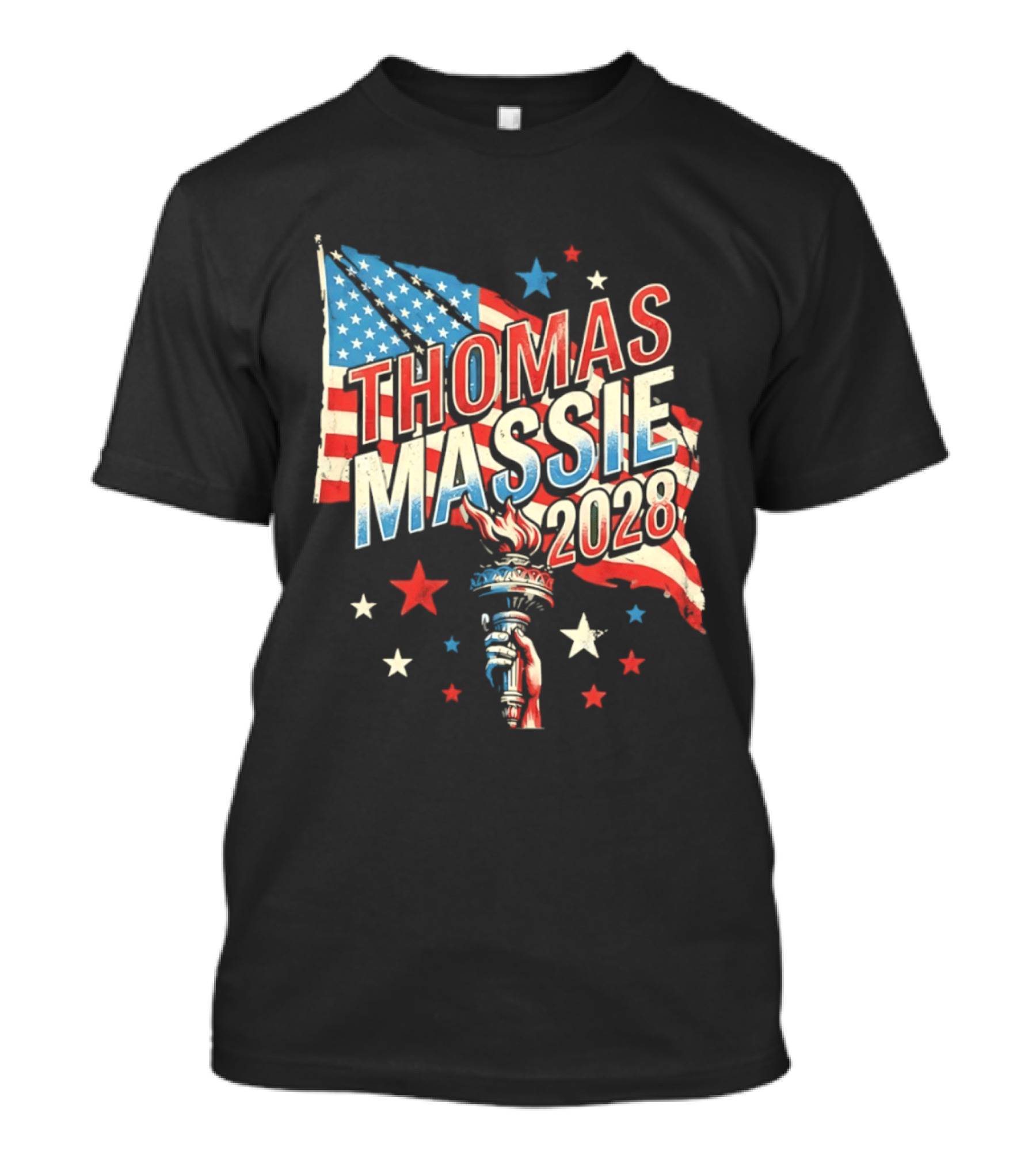 Thomas Massie 2028 American Flag Liberty Torch Stars T-Shirt