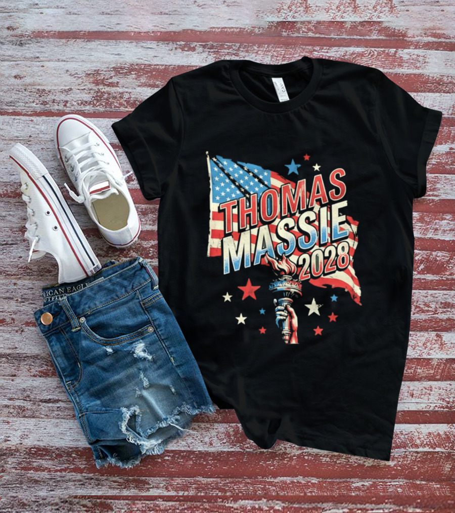 Thomas Massie 2028 American Flag Liberty Torch Stars T-Shirt