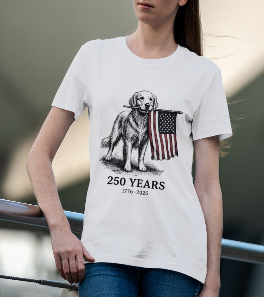 Golden Retriever American Flag 250 Years 1776 2026 T-Shirt