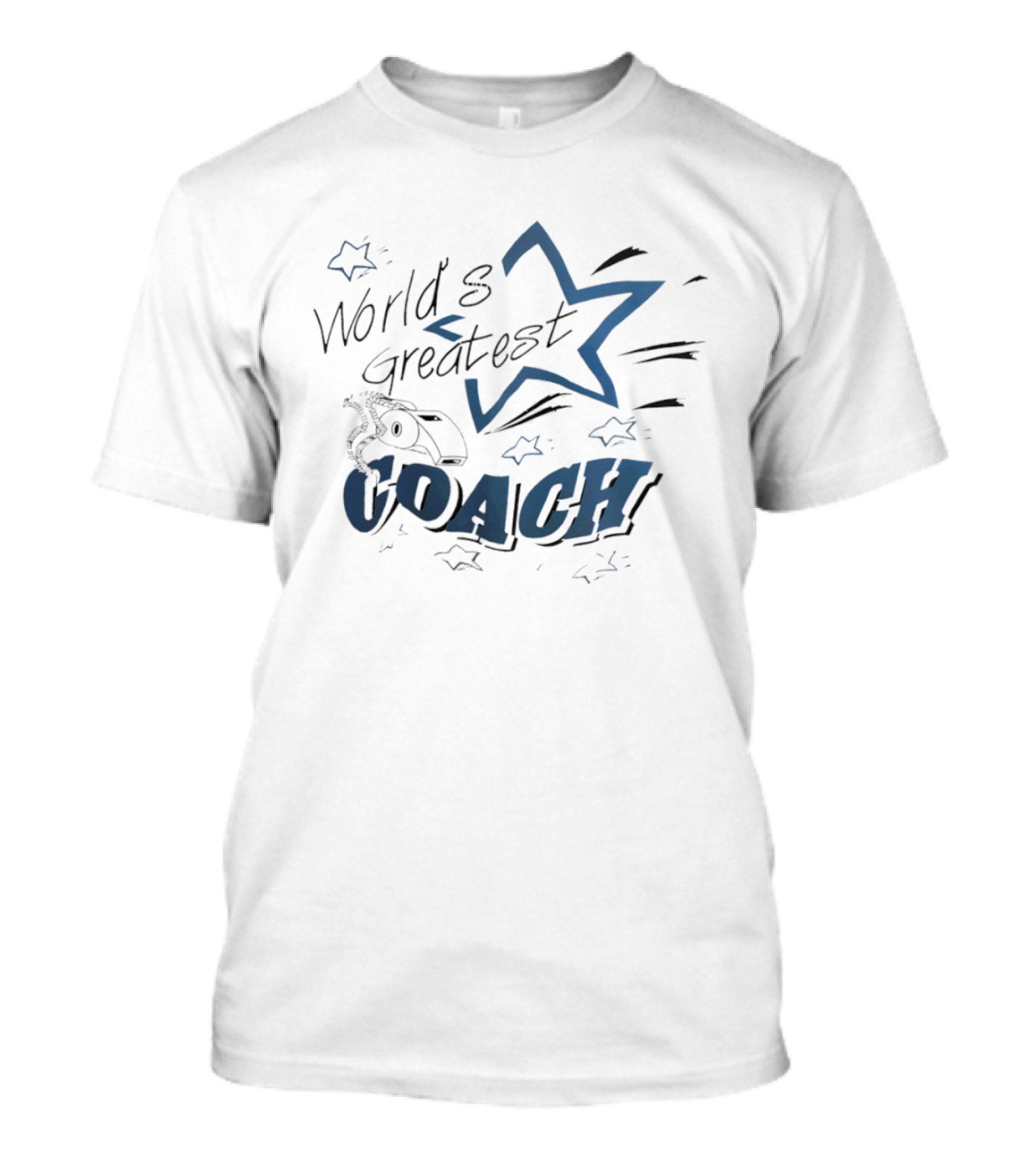 World's Greatest Coach Whistle Star Accents T-Shirt