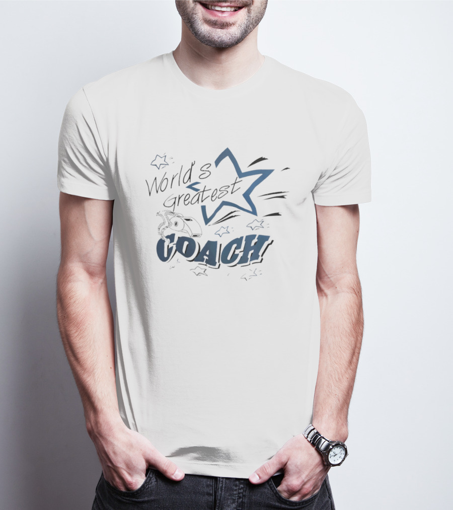 World's Greatest Coach Whistle Star Accents T-Shirt
