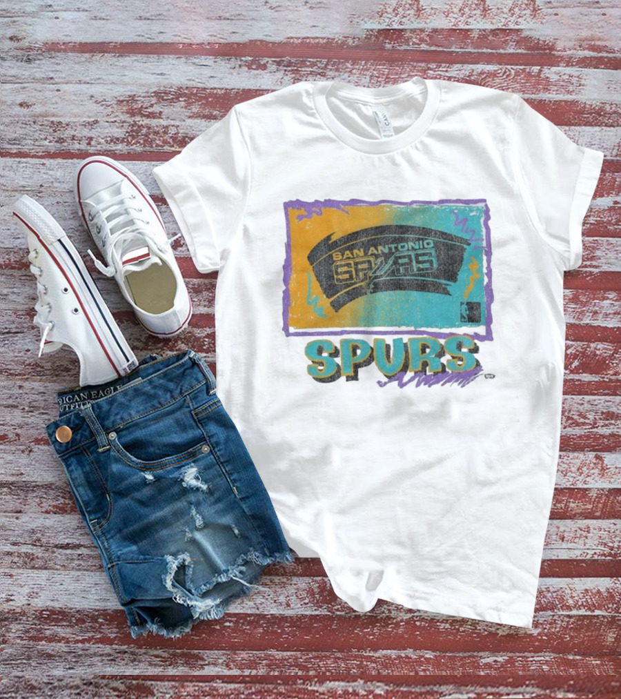 San Antonio Spurs White Surf Foundation Retro Colorful NBA T-Shirt