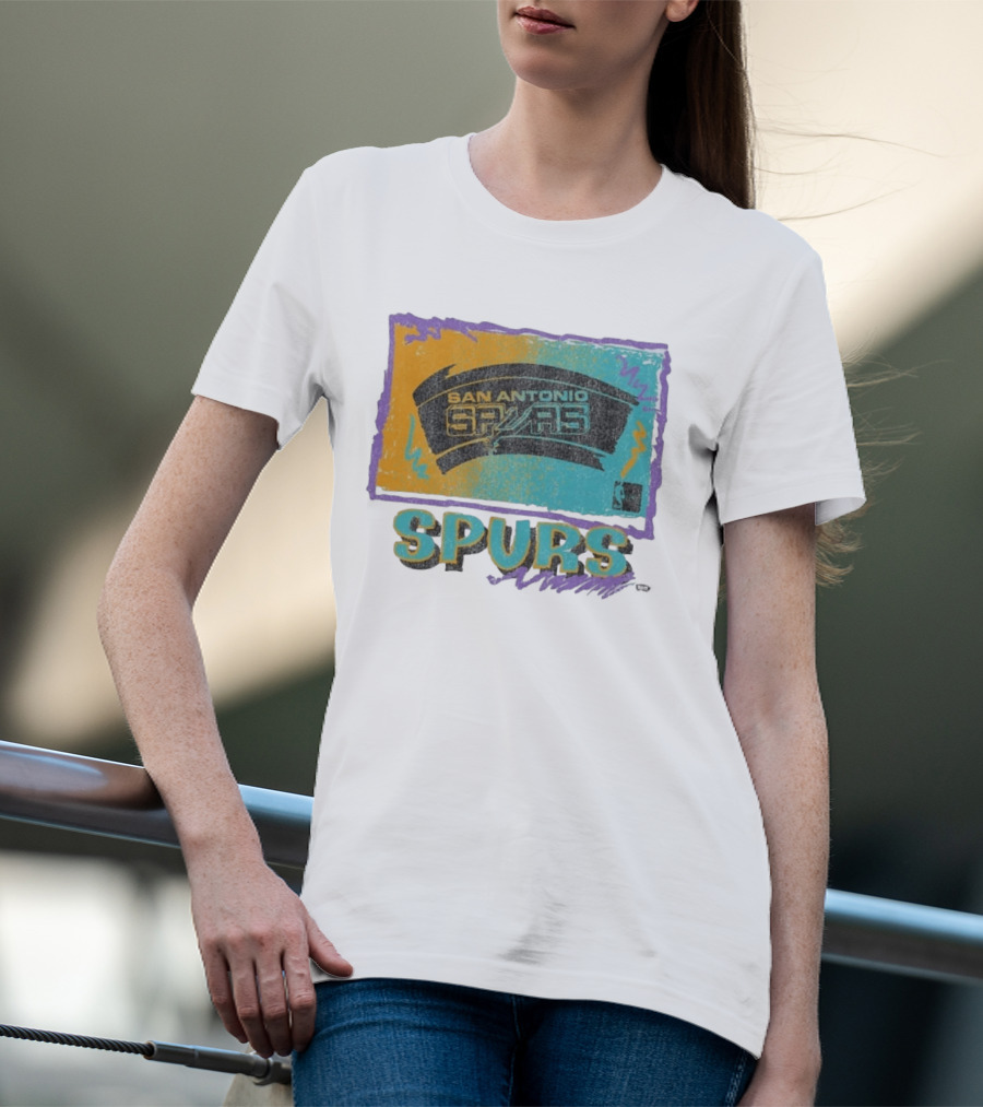 San Antonio Spurs White Surf Foundation Retro Colorful NBA T-Shirt
