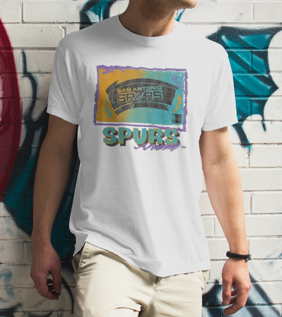 San Antonio Spurs White Surf Foundation Retro Colorful NBA T-Shirt