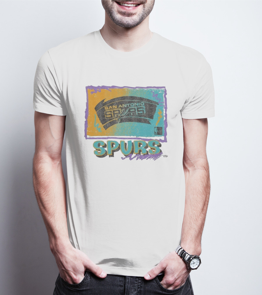 San Antonio Spurs White Surf Foundation Retro Colorful NBA T-Shirt