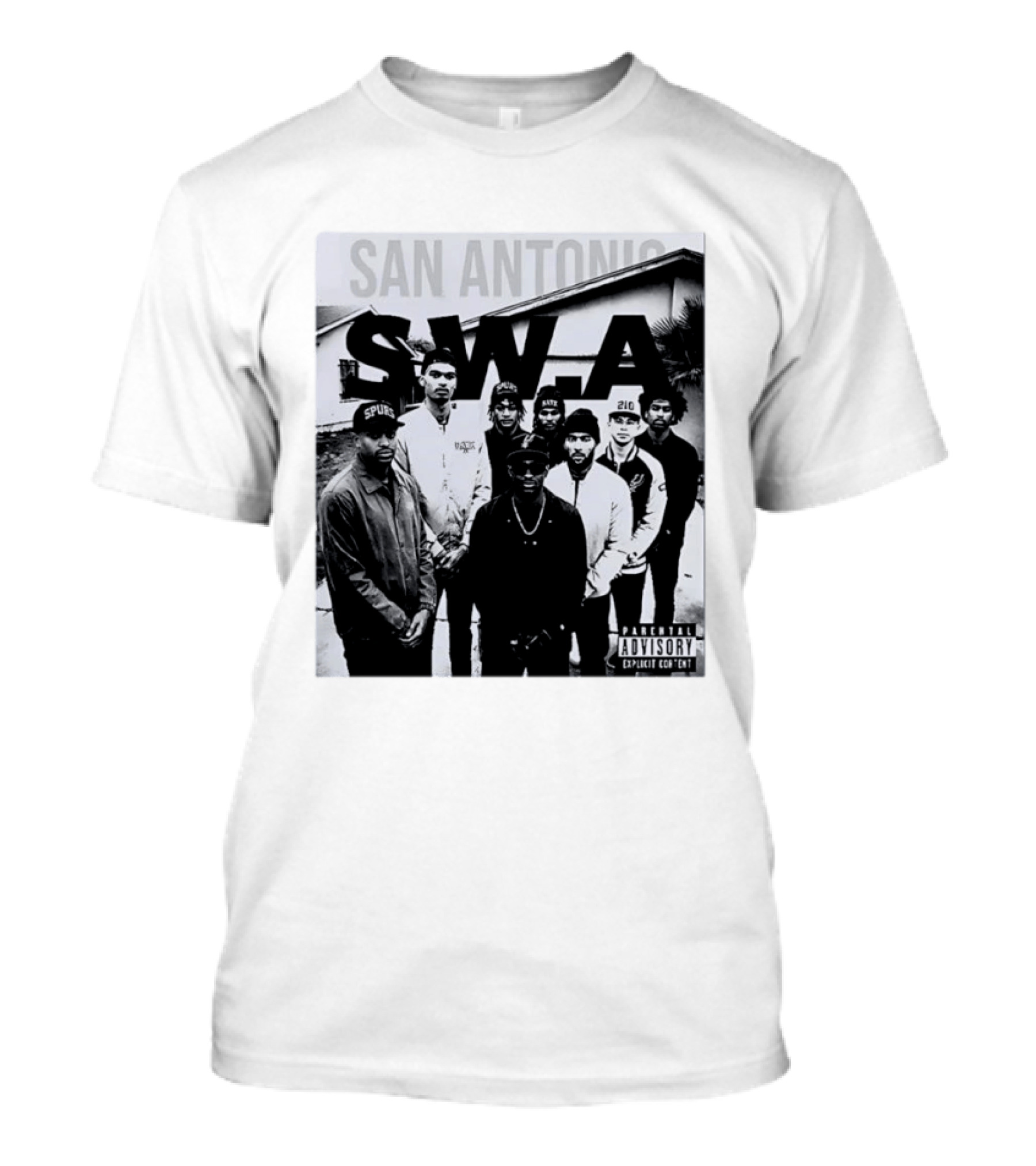 San Antonio Swa Paradvisory Explicit Content 210 Spurs Black And White Group T-Shirt