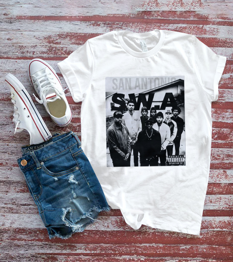 San Antonio Swa Paradvisory Explicit Content 210 Spurs Black And White Group T-Shirt