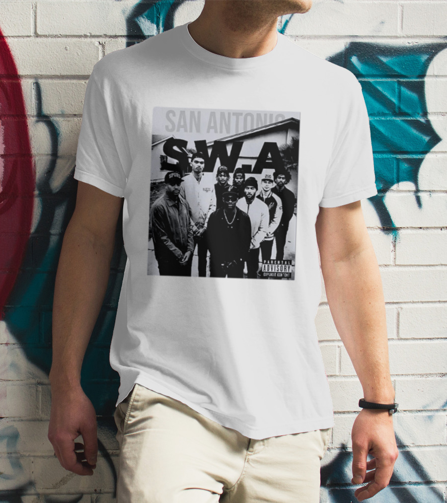 San Antonio Swa Paradvisory Explicit Content 210 Spurs Black And White Group T-Shirt