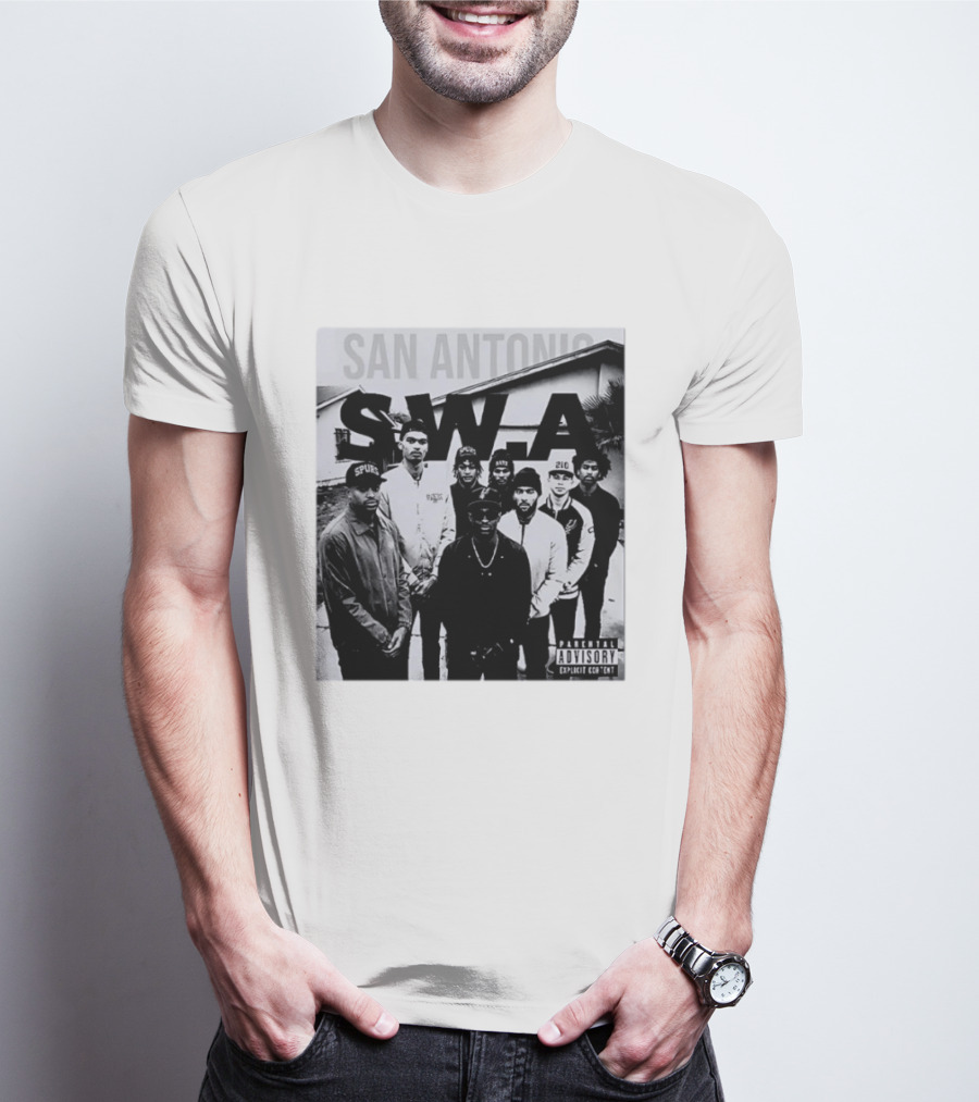 San Antonio Swa Paradvisory Explicit Content 210 Spurs Black And White Group T-Shirt