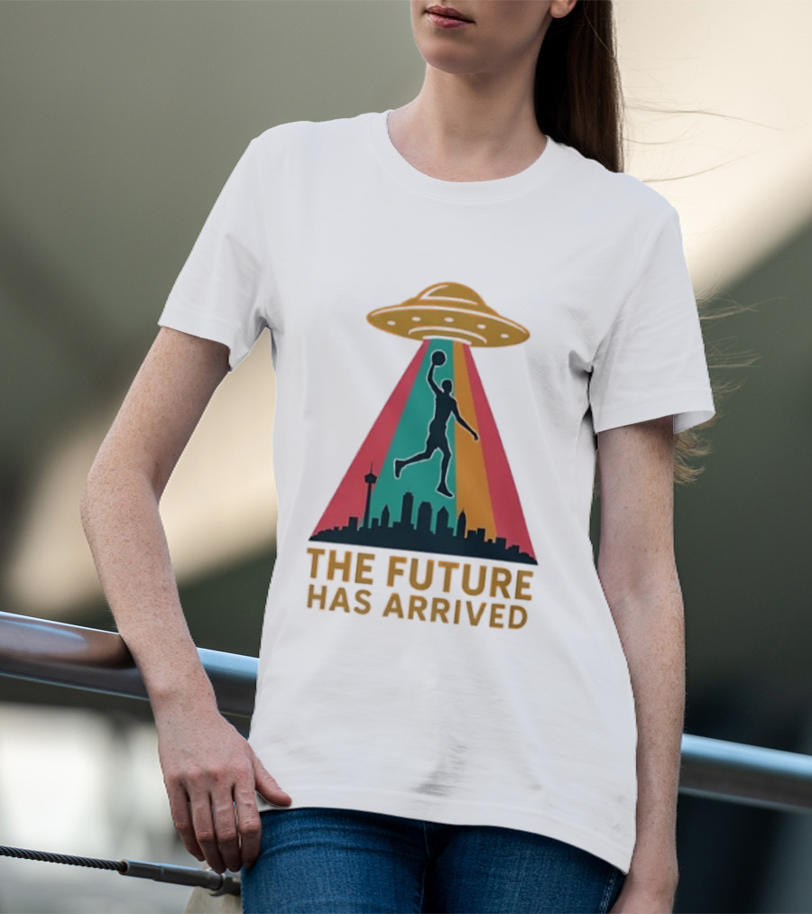 Victor Wembanyama San Antonio Spurs NBA The Future Has Arrived UFO Skyline T-Shirt