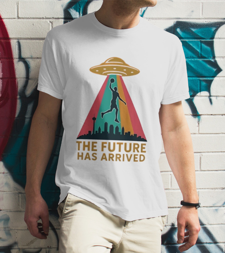 Victor Wembanyama San Antonio Spurs NBA The Future Has Arrived UFO Skyline T-Shirt