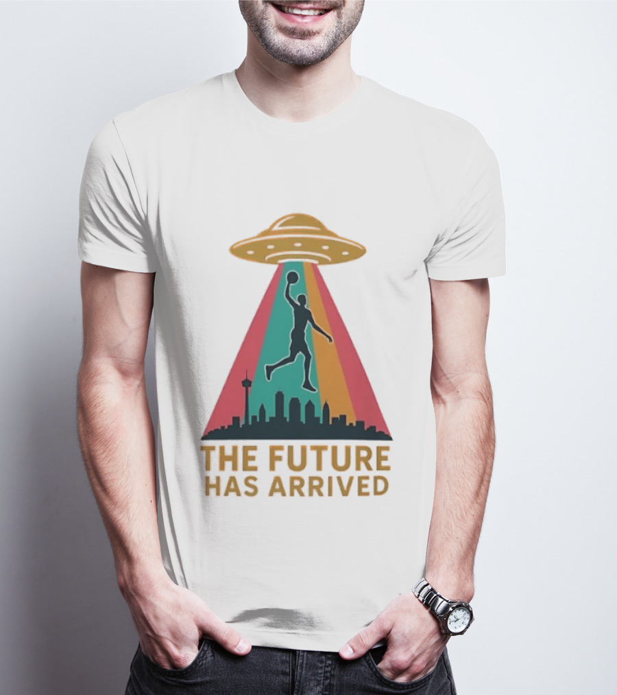 Victor Wembanyama San Antonio Spurs NBA The Future Has Arrived UFO Skyline T-Shirt