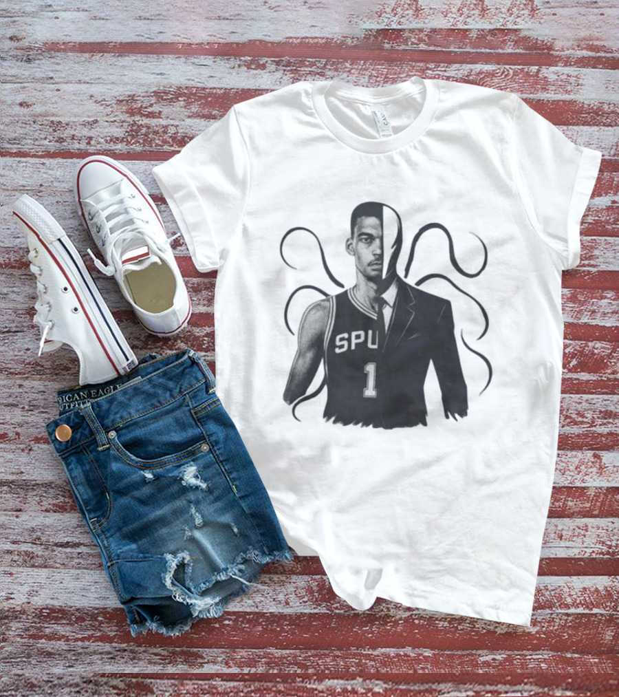 Victor Wembanyama Spurs Slenderman Crossover Alien T-Shirt