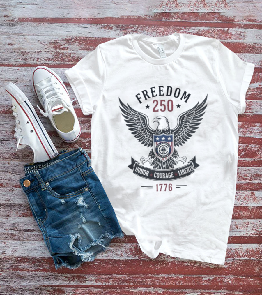 Freedom 250 Bald Eagle Honor Courage Liberty 1778 T-Shirt