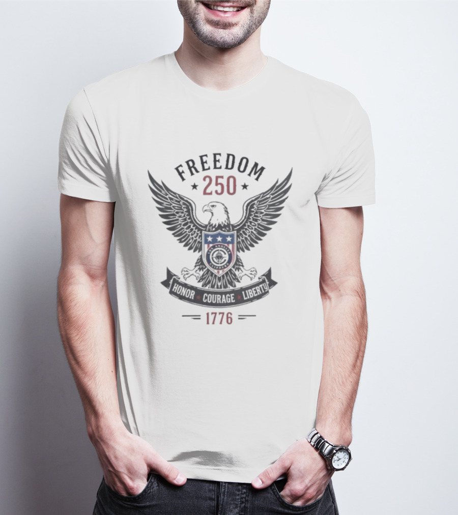 Freedom 250 Bald Eagle Honor Courage Liberty 1778 T-Shirt