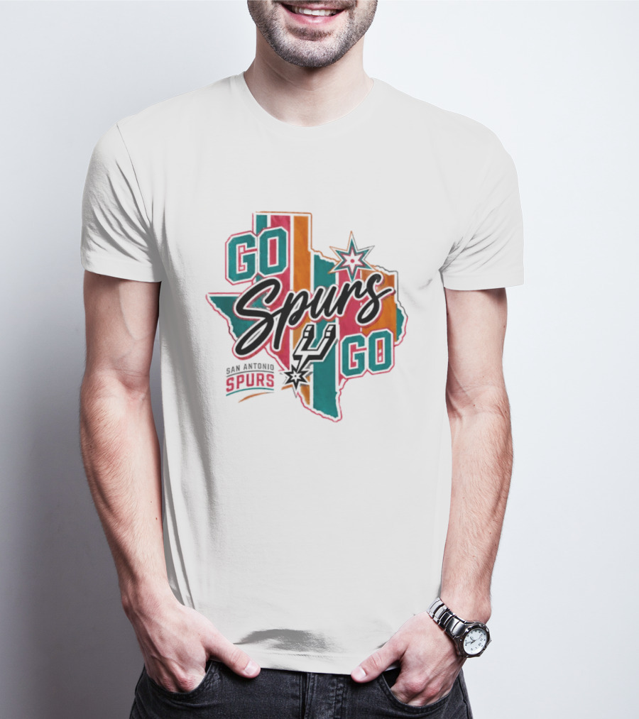 San Antonio Spurs Go Spurs Go Texas Outline NBA Team Spirit T-Shirt