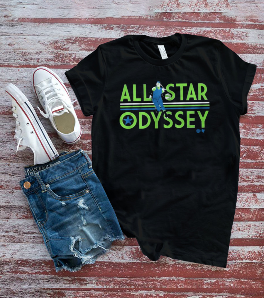 All Star Odyssey Basketball Player With Blue And Green Star T-Shirt