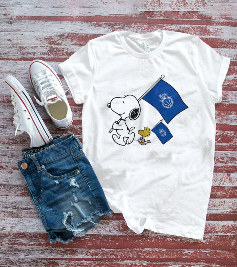 Snoopy And Woodstock Orlando Magic Team Flags Support T-Shirt