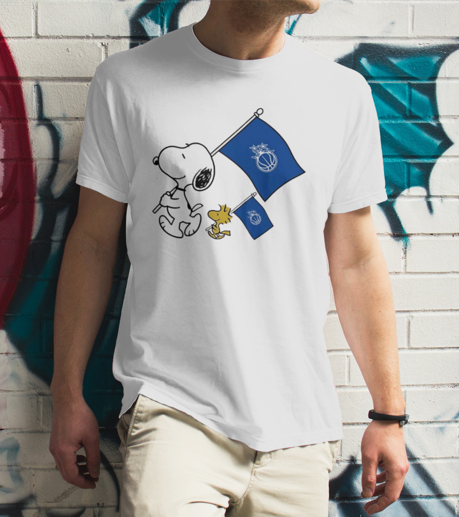 Snoopy And Woodstock Orlando Magic Team Flags Support T-Shirt