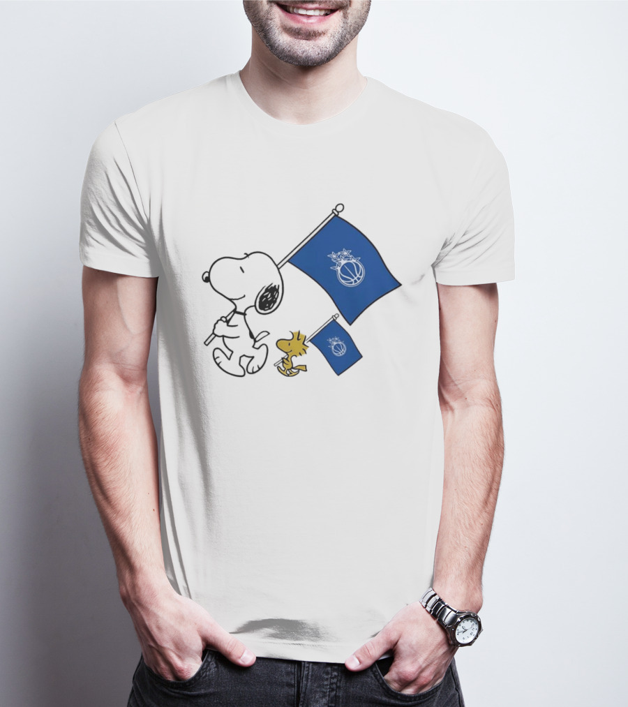 Snoopy And Woodstock Orlando Magic Team Flags Support T-Shirt