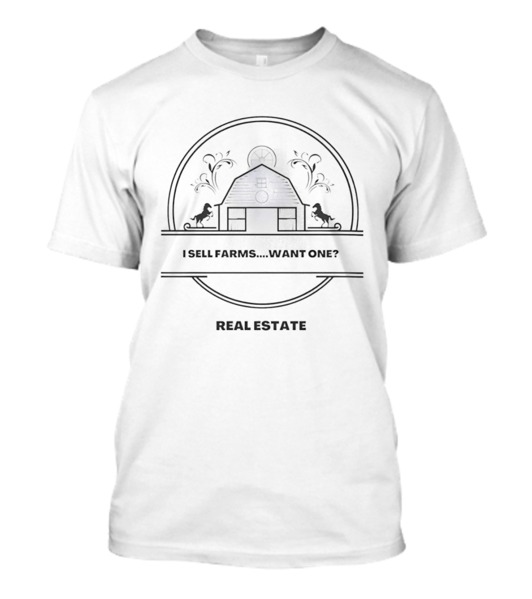 Barn Horses Wagon Wheel Property Land Ranch Real Estate Seal Of T-Shirt