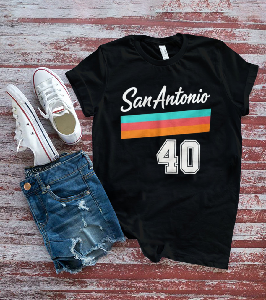 San Antonio Spurs NBA San Antonio 40 Retro Stripes T-Shirt