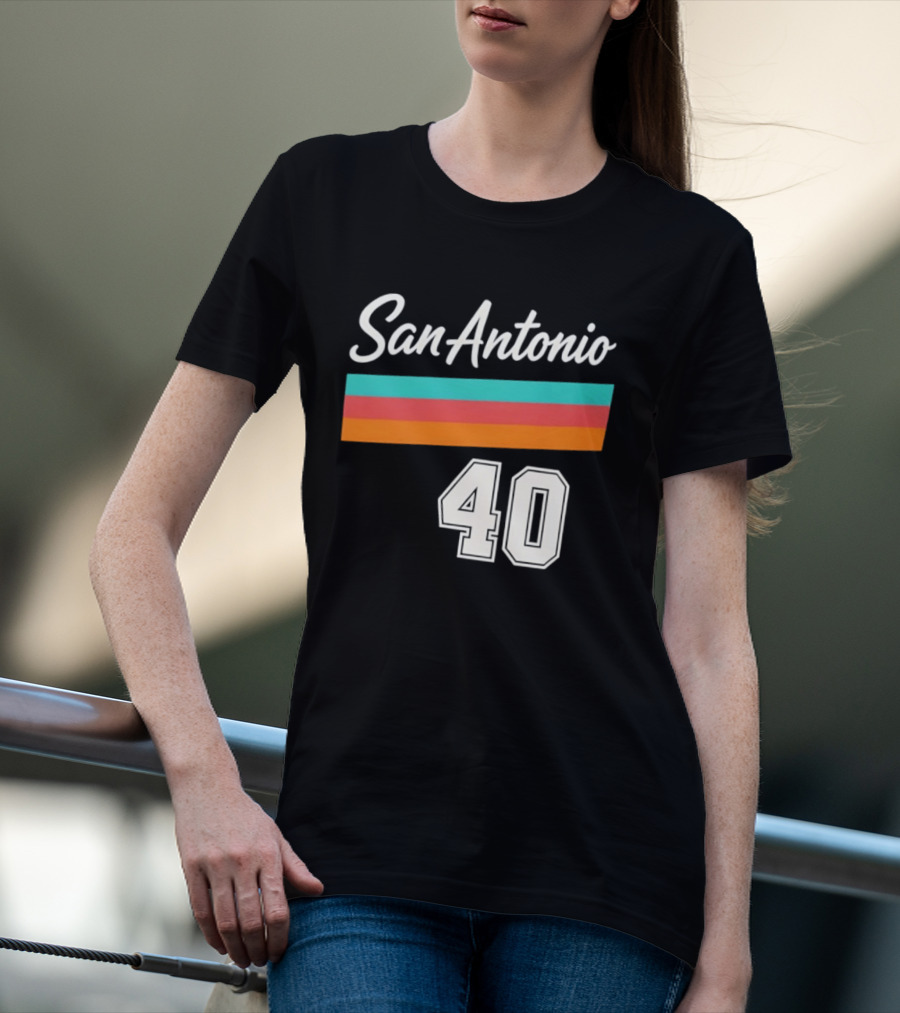 San Antonio Spurs NBA San Antonio 40 Retro Stripes T-Shirt