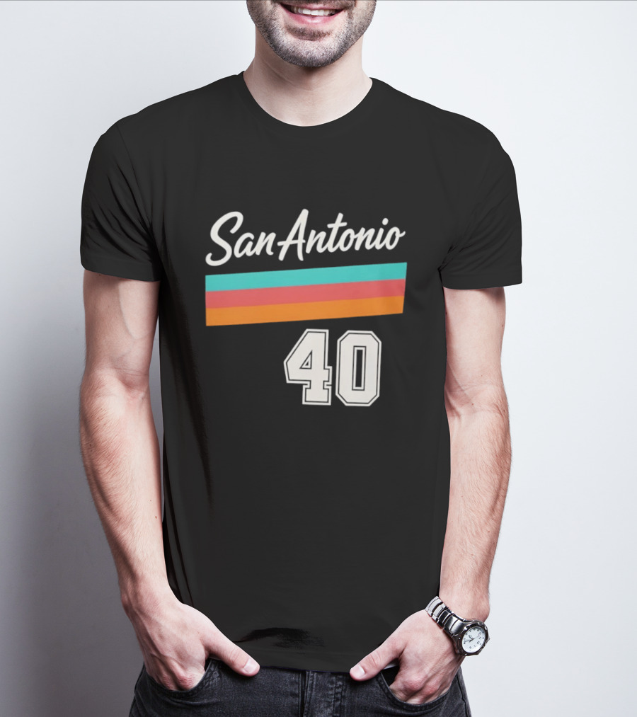 San Antonio Spurs NBA San Antonio 40 Retro Stripes T-Shirt