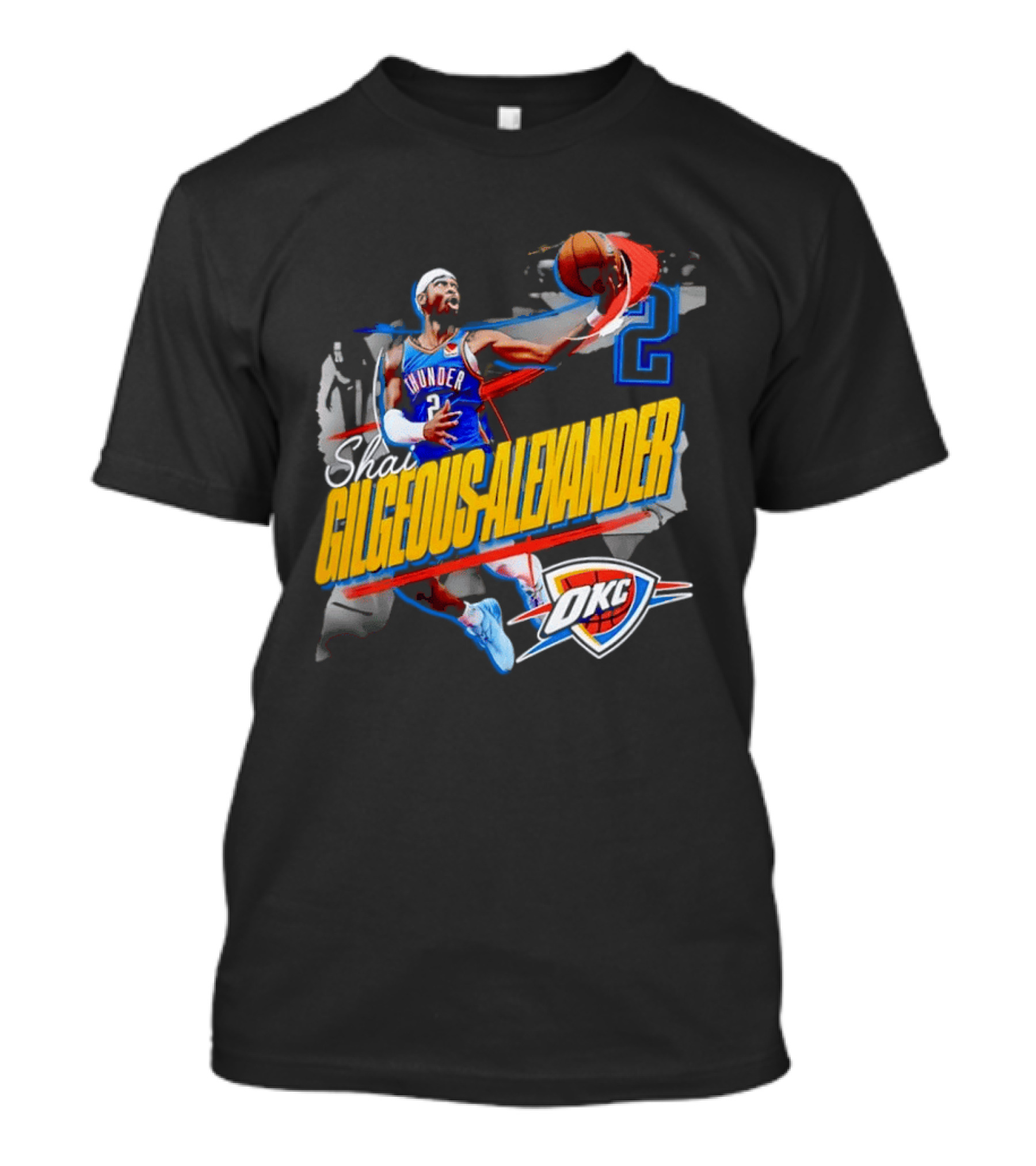 Shai Gilgeous Alexander Oklahoma City Thunder NBA OKC Blue Jersey Number 2 T-Shirt