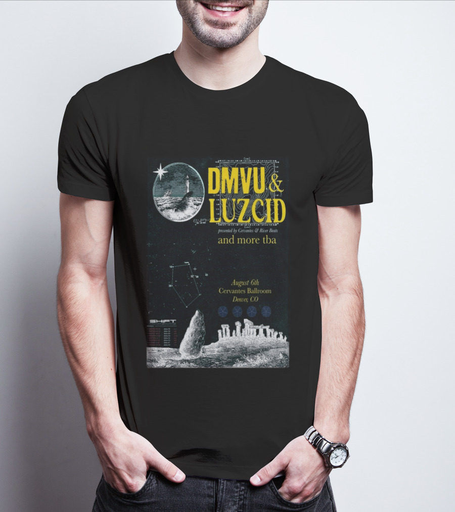DMVU LUZCID August 6th Cervantes Ballroom Denver CO Lunar Lighthouse Constellation T-Shirt