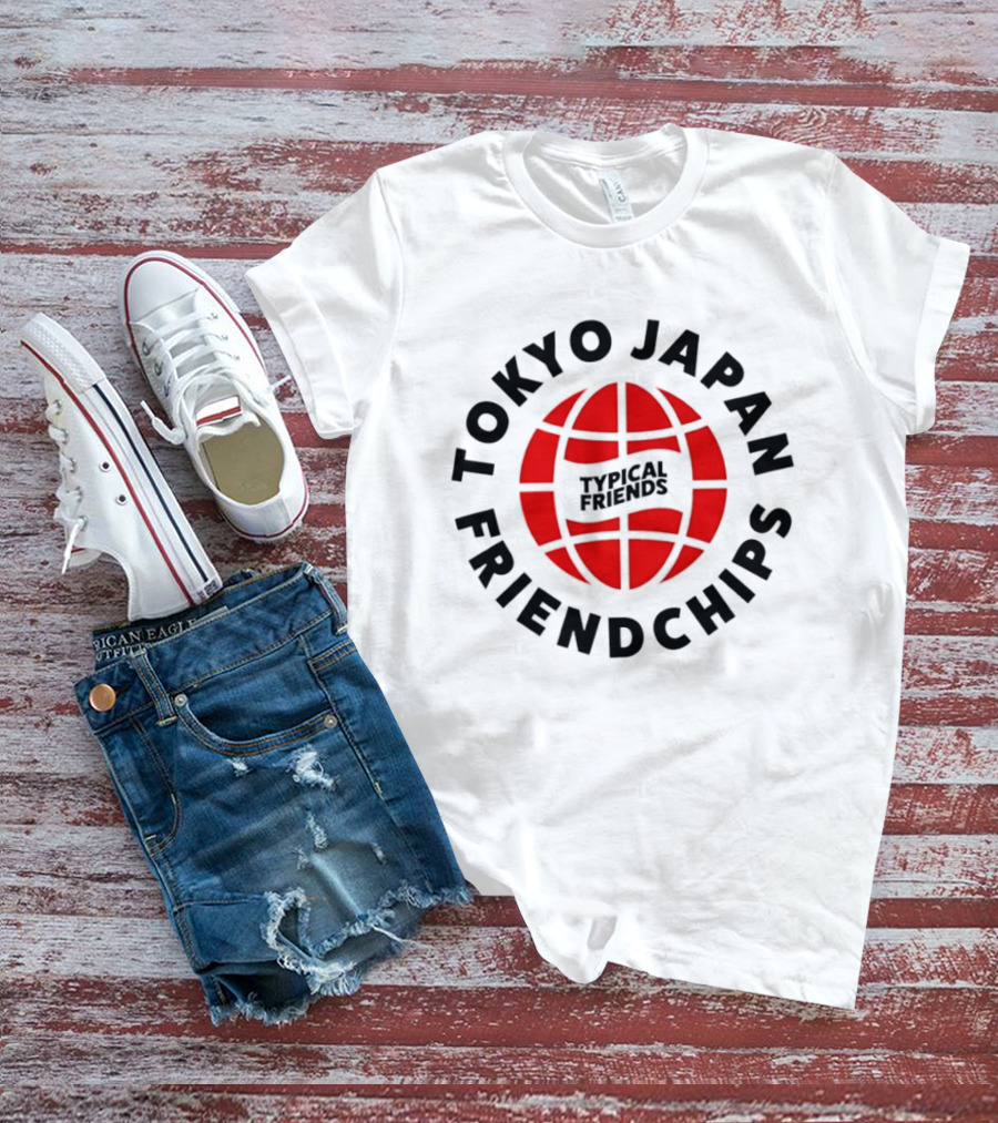 Tokyo Japan Friendchips Typical Friends Red Globe T-Shirt