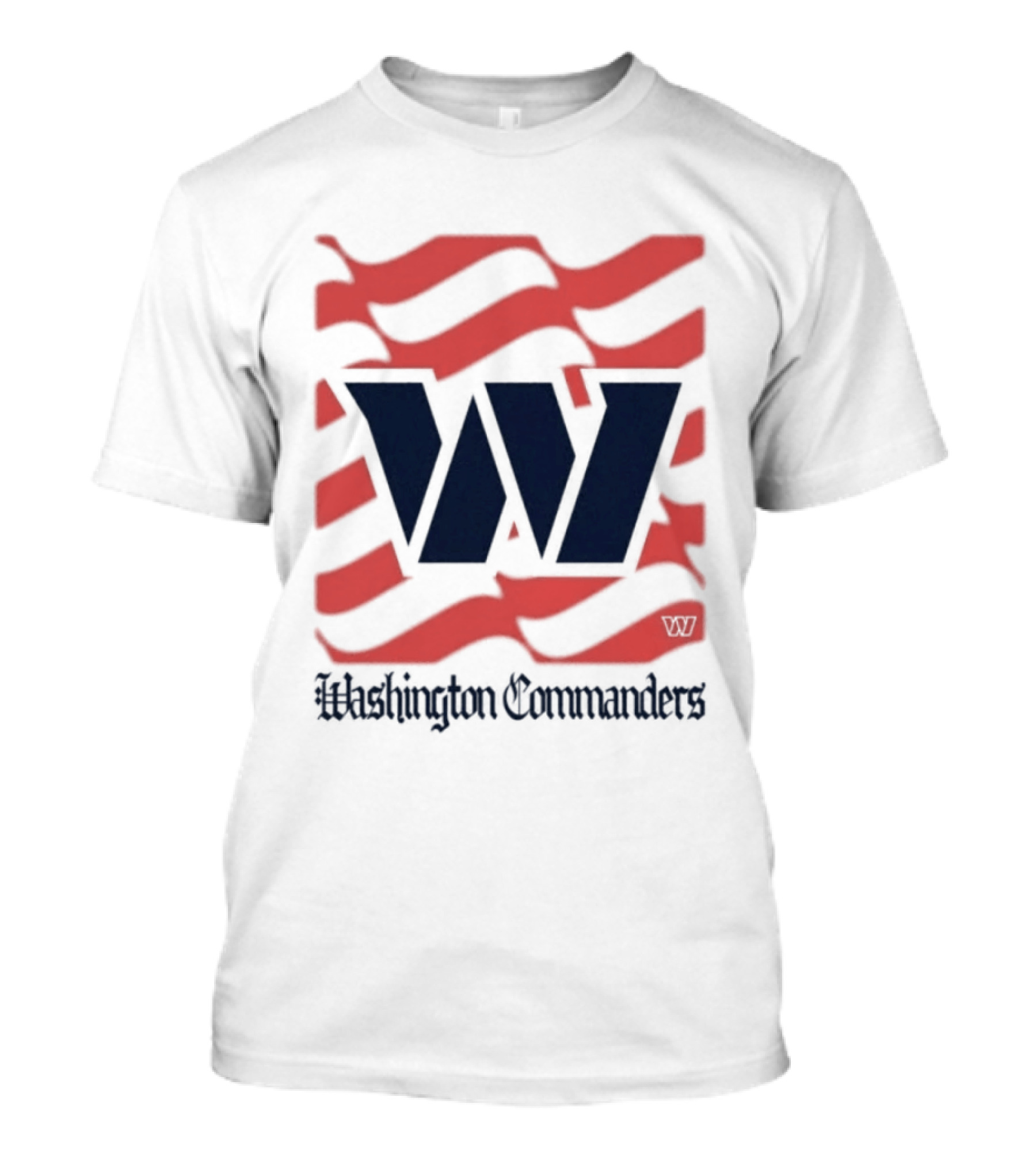 Washington Commanders W American Flags Red Stripes T-Shirt