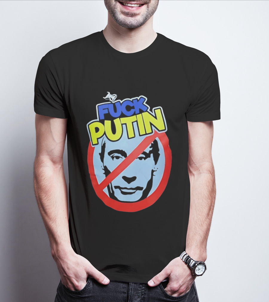 FUCK PUTIN Red Circle Icon With Blue And Yellow T-Shirt