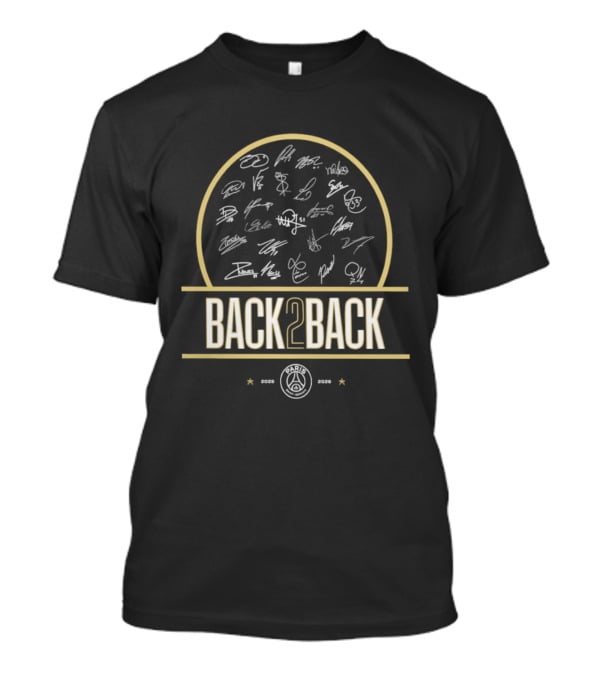 Paris Saint Germain Back 2 Back 2025 2026 Mbappe 7 Hakimi 2 Zaire Emery 33 Vitinha 28 Signatures T-Shirt