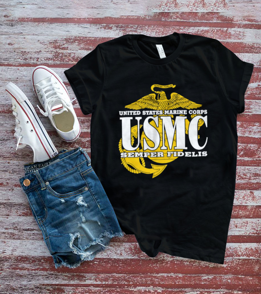 United States Marine Corps USMC Semper Fidelis Eagle Globe Anchor T-Shirt