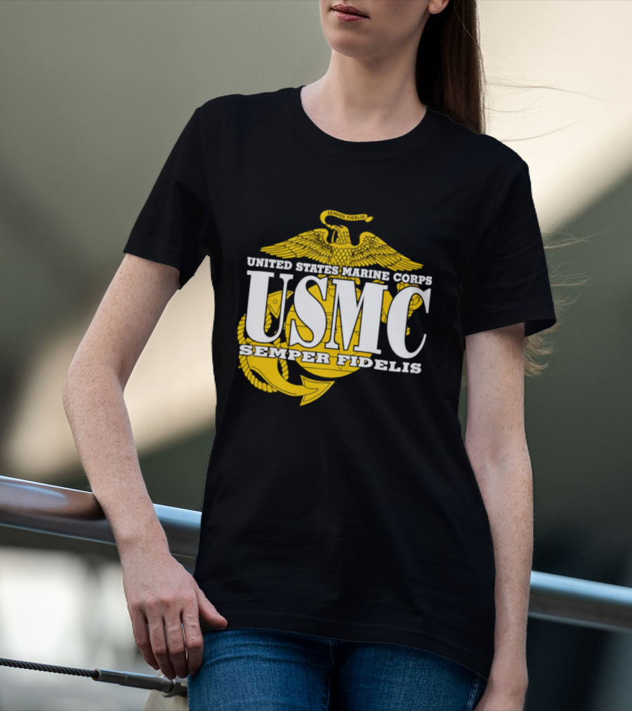 United States Marine Corps USMC Semper Fidelis Eagle Globe Anchor T-Shirt