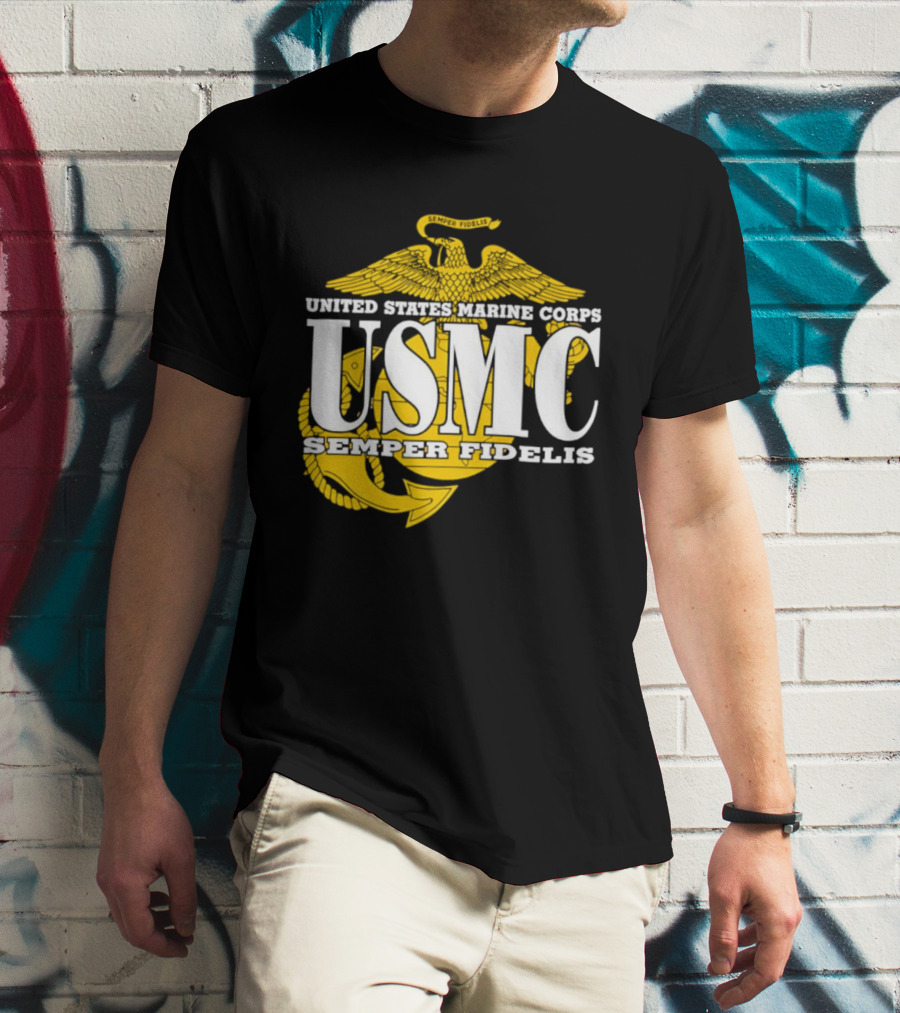 United States Marine Corps USMC Semper Fidelis Eagle Globe Anchor T-Shirt