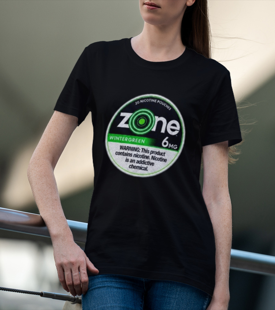 20 Nicotine Pouches Zone Wintergreen 6mg Warning Contains Nicotine T-Shirt